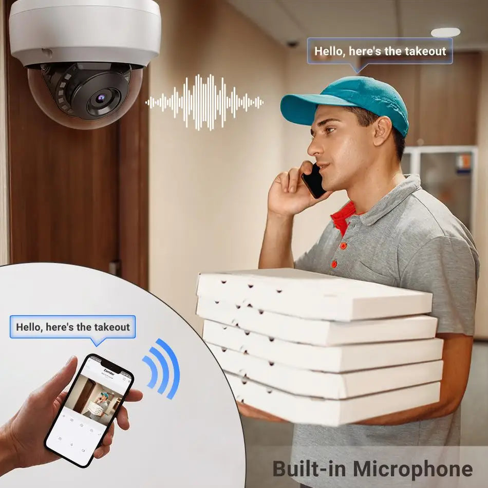 6MP 8MP Dome IP Camera Built-in Mic IR30m Human Vehicle Detection Plug&play with HIK NVR APP Remote Hikvision Compatible Serice