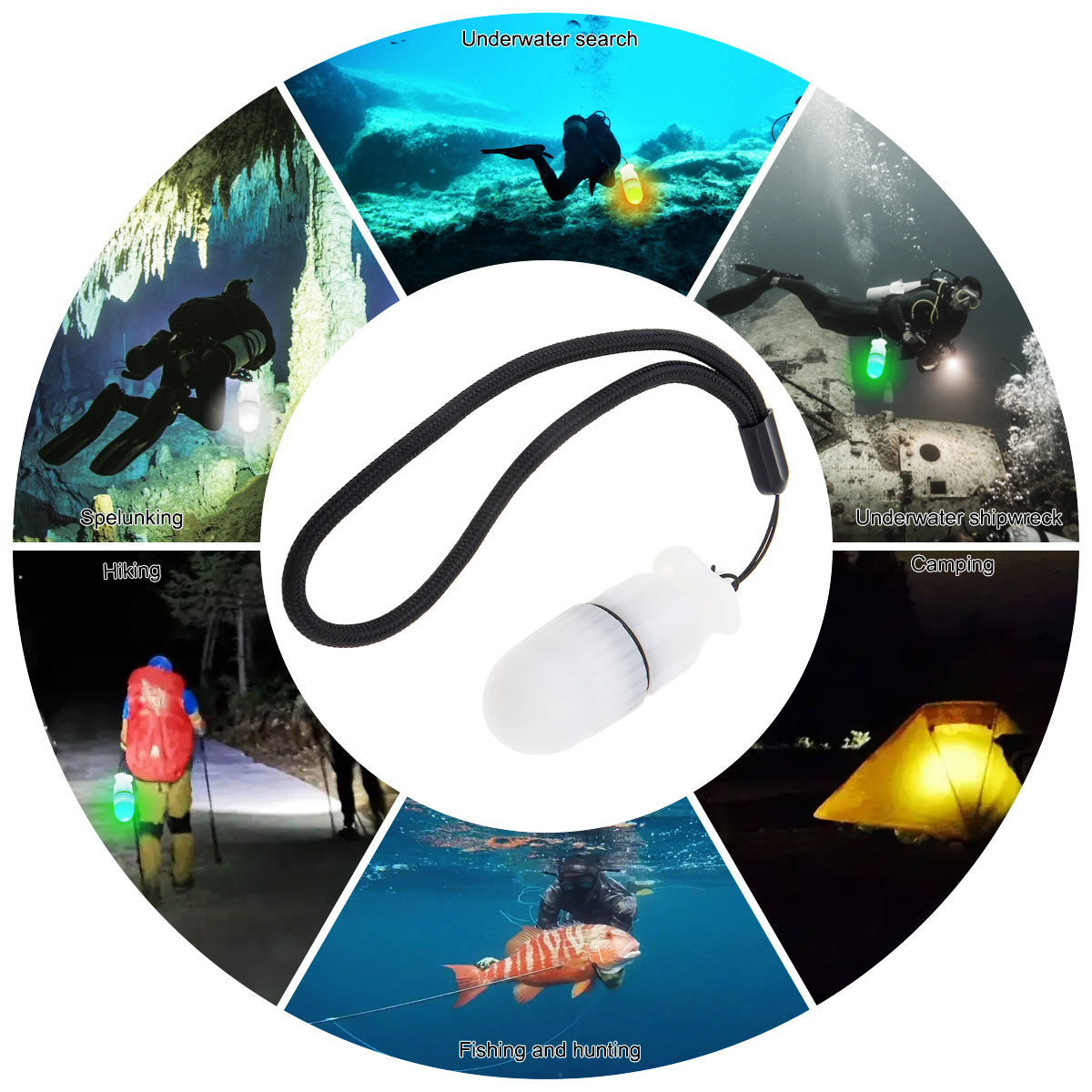 Diving Signal Light Underwater 150m Strobe Safety Light Scuba Safety Dive LED Marker for Dive/ Night Outdoor/ Camping