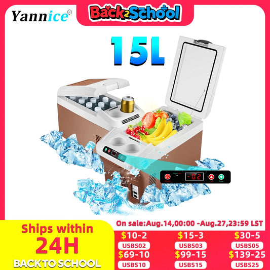 Yannice Mini Fridge Home Car Appliance Refrigerator Portable 15L Large Capacity Digital Display Super Cooling Box For Camping WardBoyzPROShop