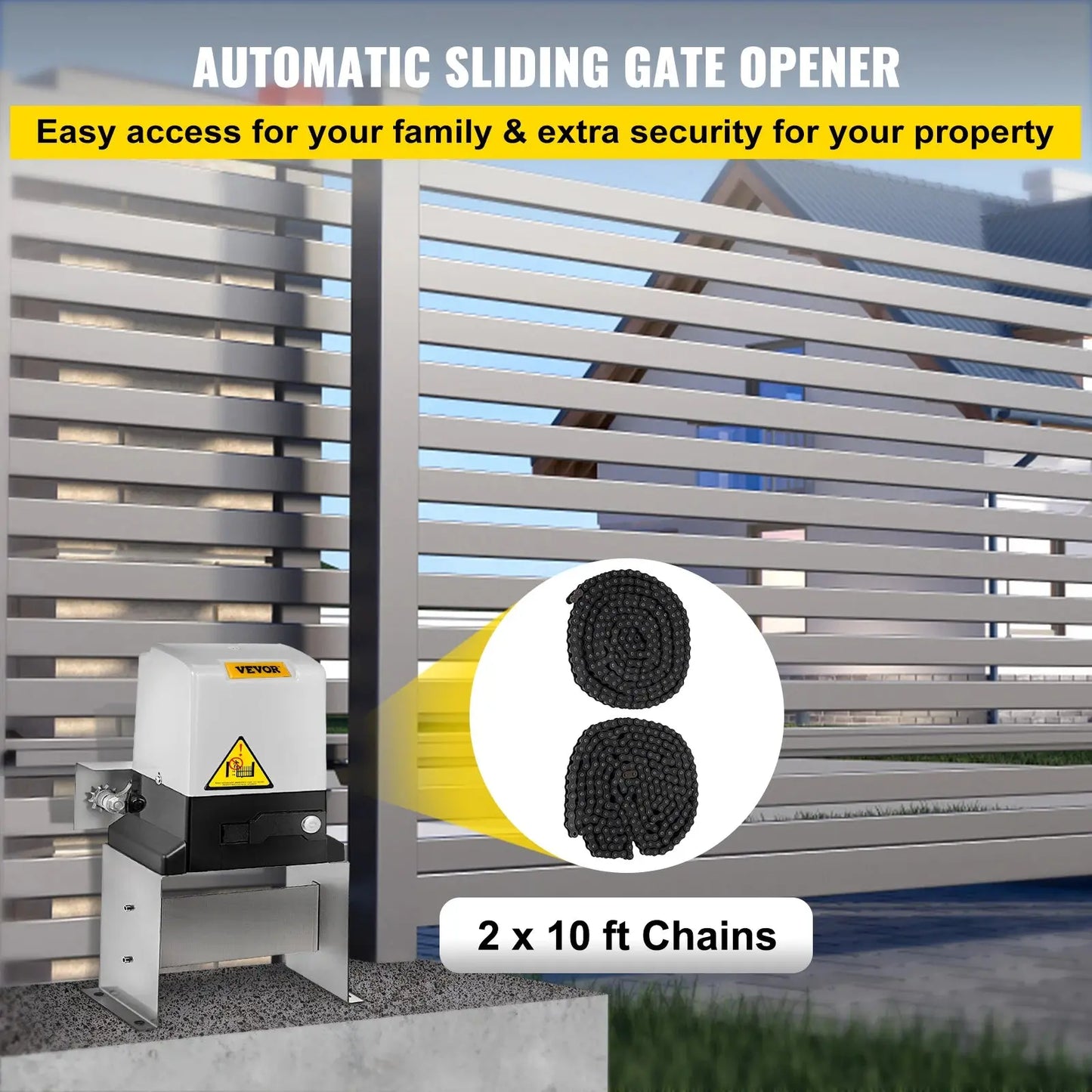 VEVOR Sliding Gate Opener Electric Operator AC600 1400 lbs with 2 Remote Controllers Move Speed 43 ft Per Min Basic Model WardBoyzPROShop