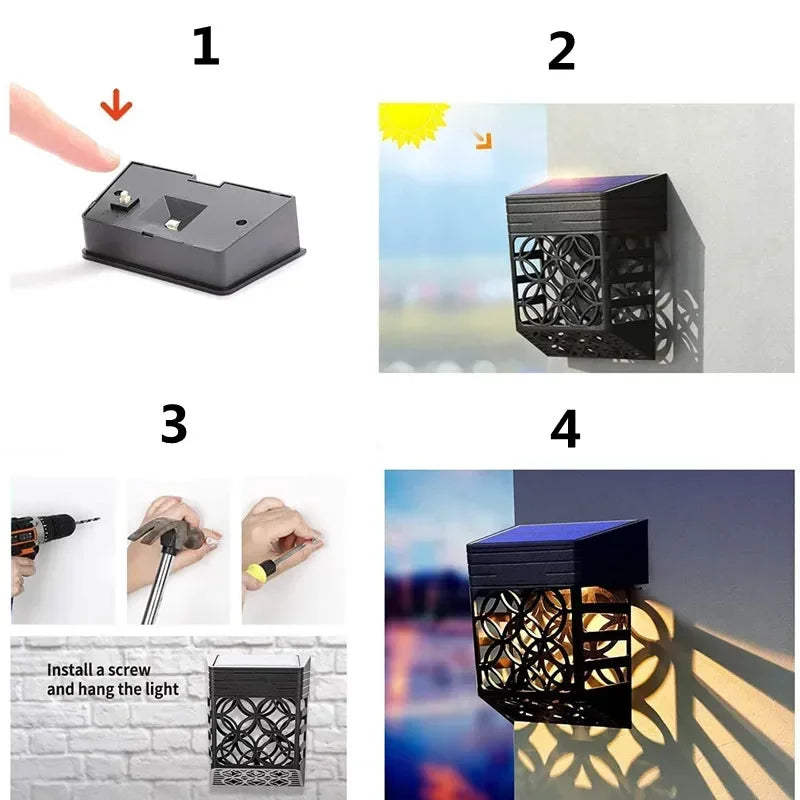 1/2/4PCS Solar LED Fence Lights Outdoor Waterproof Garden Wall Lamp for Yard Lawn Balcony Stairs Pathway Landscape Lighting