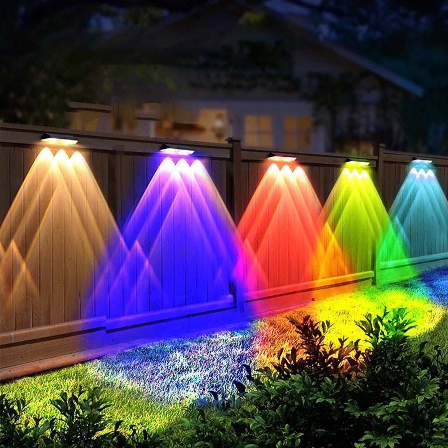 Super Bright Solar Lights RGB and Warm White Solar LED Step Lights Outdoor Fence Wall Lights IP65 Waterproof Decor Solar Lamps