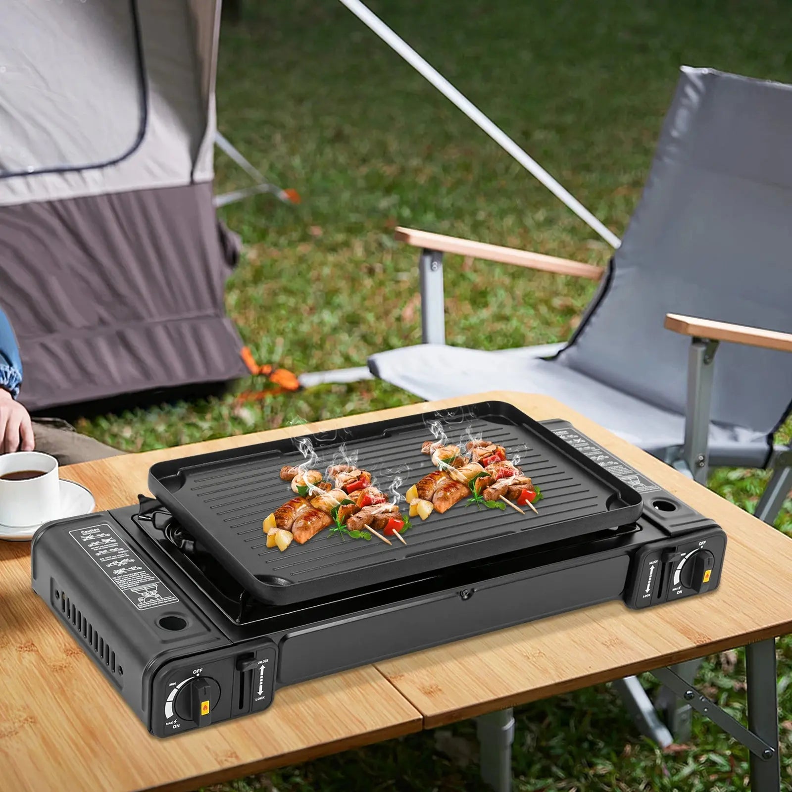 Double Head Barbecue Gas stove with Baking Tray  Home Application Home Outdoor WardBoyzPROShop