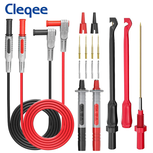 Cleqee Multimeter Test Lead Kit With Wire Piercing Probes 4mm Banana Plug Puncture Hook Probes Set For Electronics 1000V/20A WardBoyzPROShop