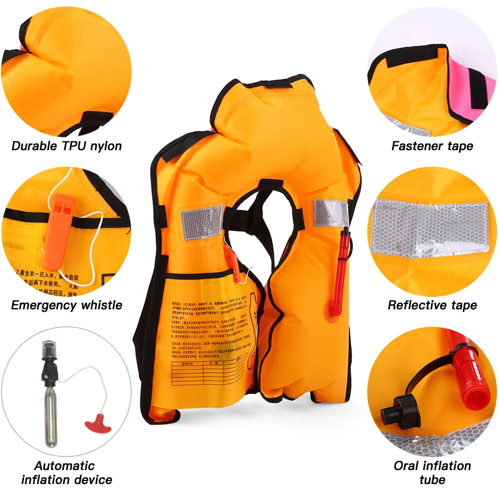 Auto Inflatable Adults Life Jacket Adult Life Vest Safety Float Suit for Water Sports Kayaking Fishing Surfing Survival Jacket