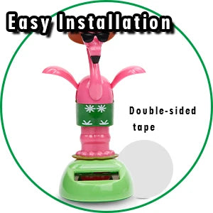 Flapping Wings Flamingo Solar Powered Hawaii Style Shaking Ornaments Car Dashboard Dancer Bobble Head (Flamingo A)