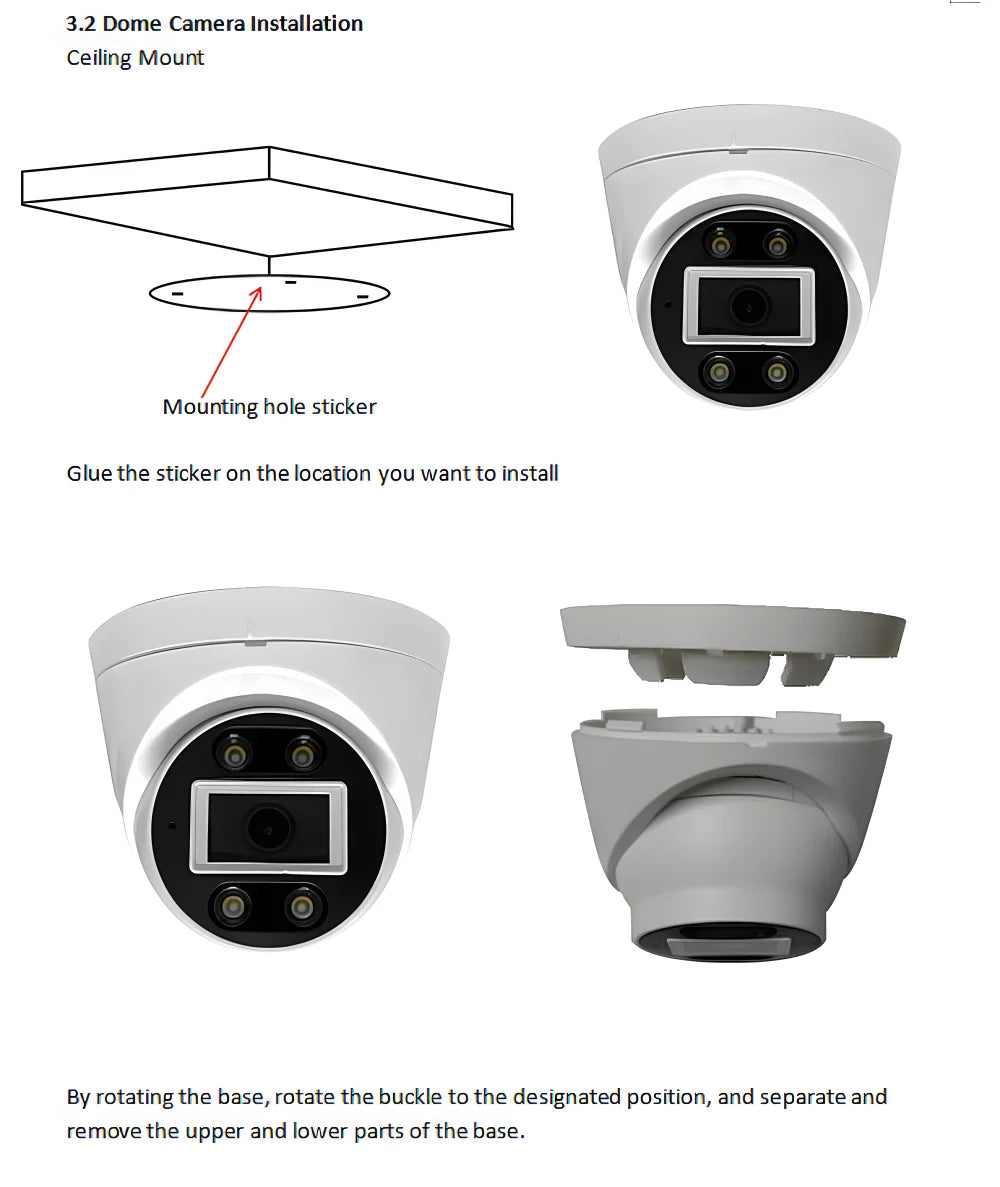 5MP/4MP AI POE Dome Camera - Full Color & Infrared Dual Light, Built-in Mic, RTSP, XMEYE, Semi-ball Design for Home Security