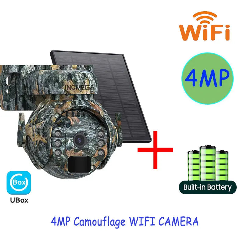 5MP Trail Camera Wireless Outdoor, 3G/4G LTE, Solar Powered Camera with 360° Pan Tilt, 2K Night Vision, Smart Motion Activated