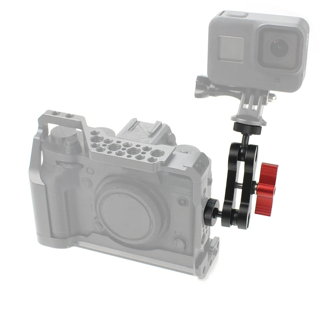 360° Ballhead Magic Arm Double Ball Head Adapter 1/4" Screw Monitor Mount for Gopro Insta360 Holder Lights Phone Stand Bracket