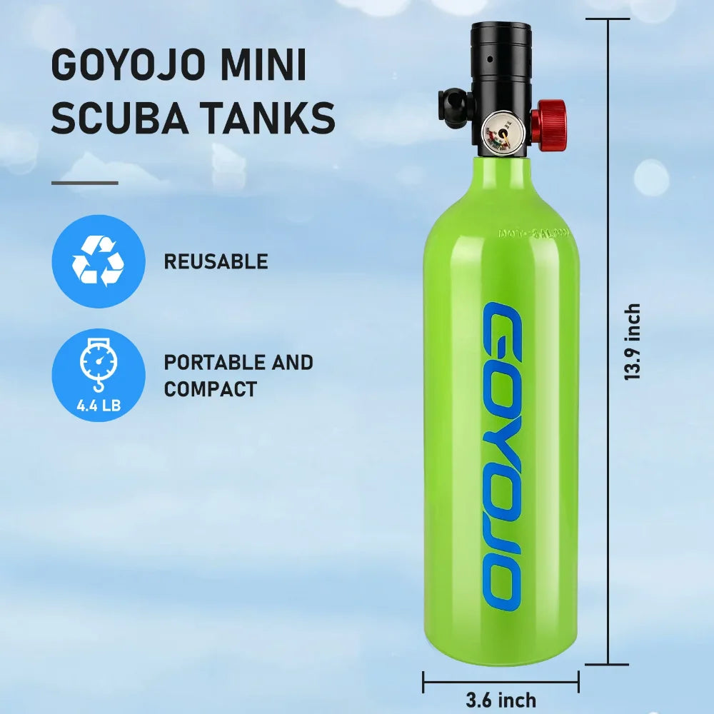 1L Mini Scuba Tank with Diving Mask Portable  15 Minutes Underwater Air Tank Breathing Gear for Scuba Diving DOT Certified