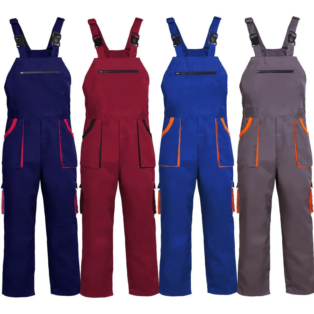 Bib Overalls Mens Women Work Clothing Plus Size Protective Coveralls Strap Jumpsuit Multi Pockets Uniform Sleeveless Cargo Pants