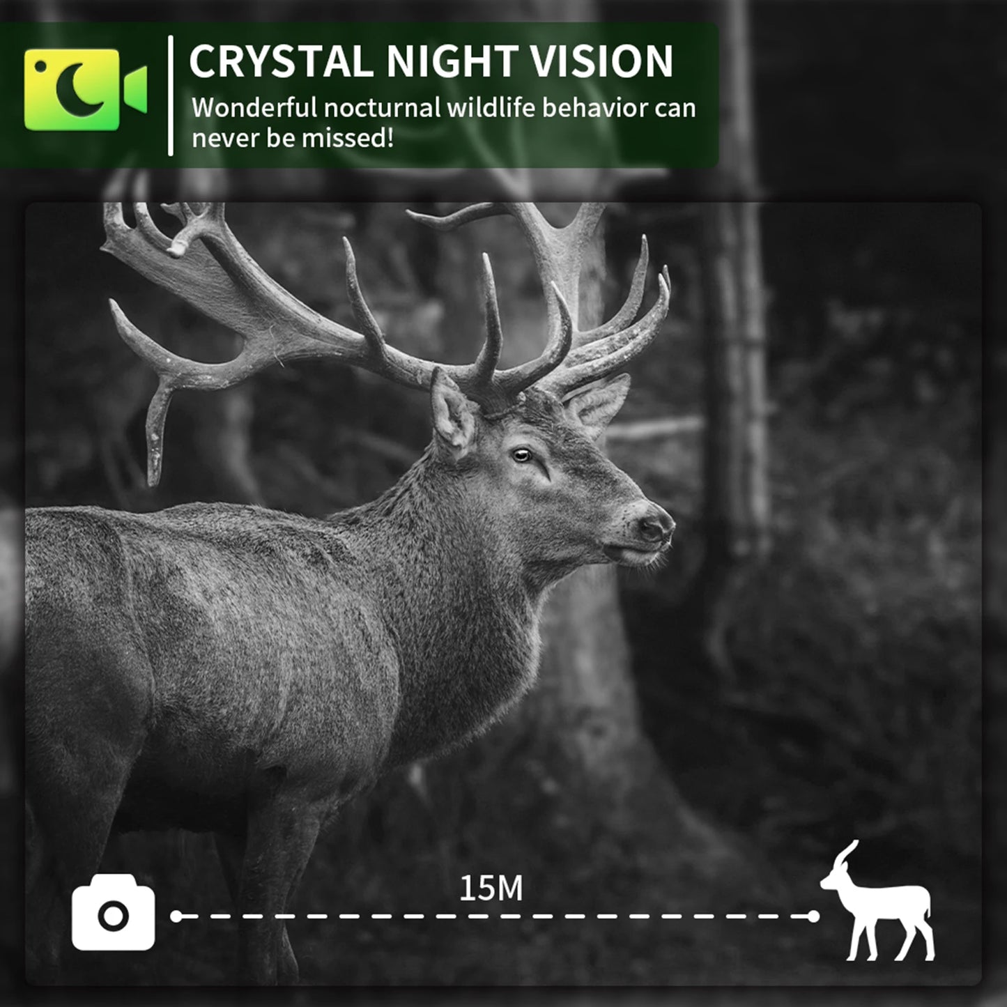 4G Trail Camera 8K Video 60MP Images PIR120°15M-20M Super-Fast Reflex Trigger Wildlife Camera with APP Cloud Storage Infrared Ca