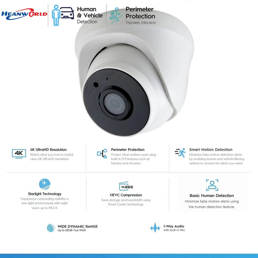 4K 8MP 5MP IP Camera Dome with IR Night Vision Microphone Network Security CCTV Camera Support-Onvif 3MP