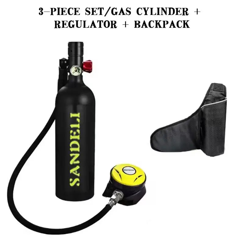 Diving regulator with 1L tank, underwater oxygen cylinder, scuba set, professional equipment
