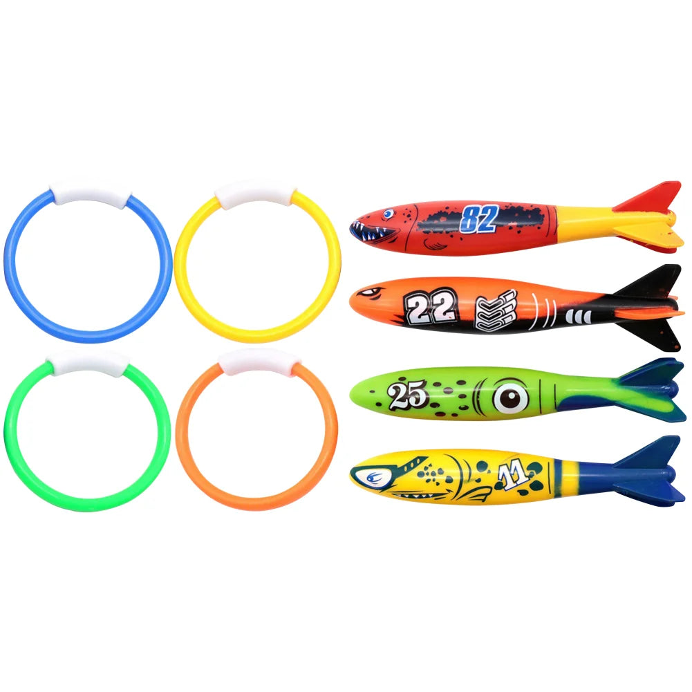 Kids Diving Game Toys Set Underwater Diving Toys Cartoon Pool Throwing Toys Water Sports Toy Set Swimming Pool Accessories