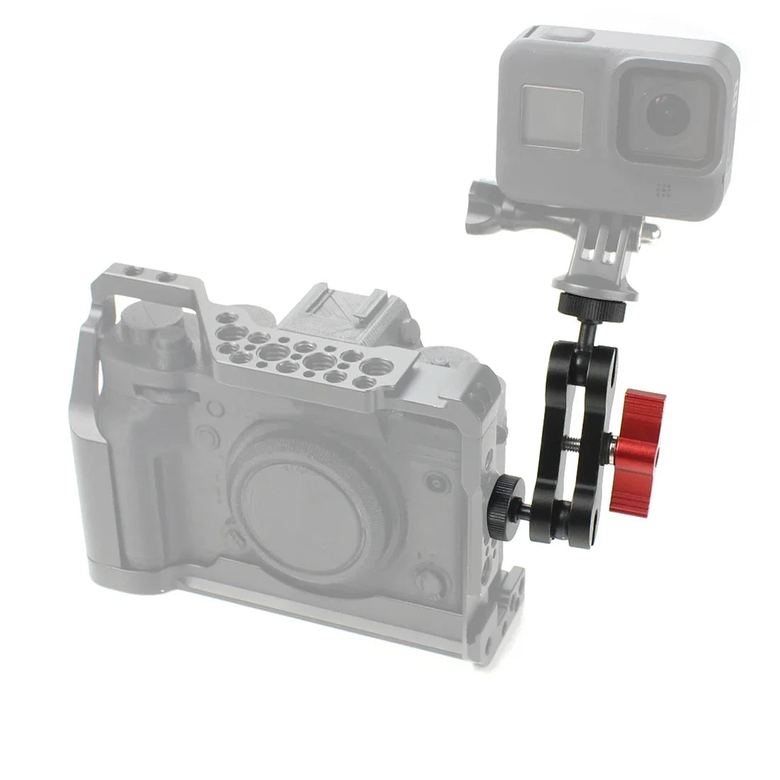 360° Ballhead Magic Arm Double Ball Head Adapter 1/4" Screw Monitor Mount for Gopro Insta360 Holder Lights Phone Stand Bracket