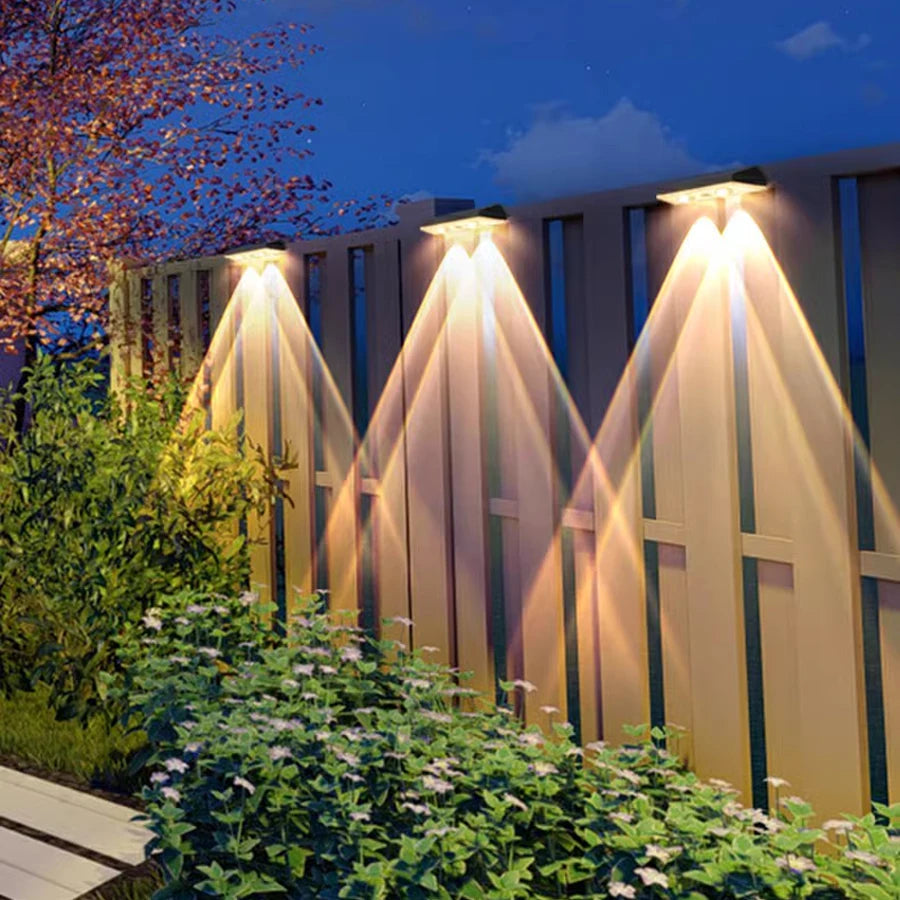 Super Bright Solar Lights RGB and Warm White Solar LED Step Lights Outdoor Fence Wall Lights IP65 Waterproof Decor Solar Lamps