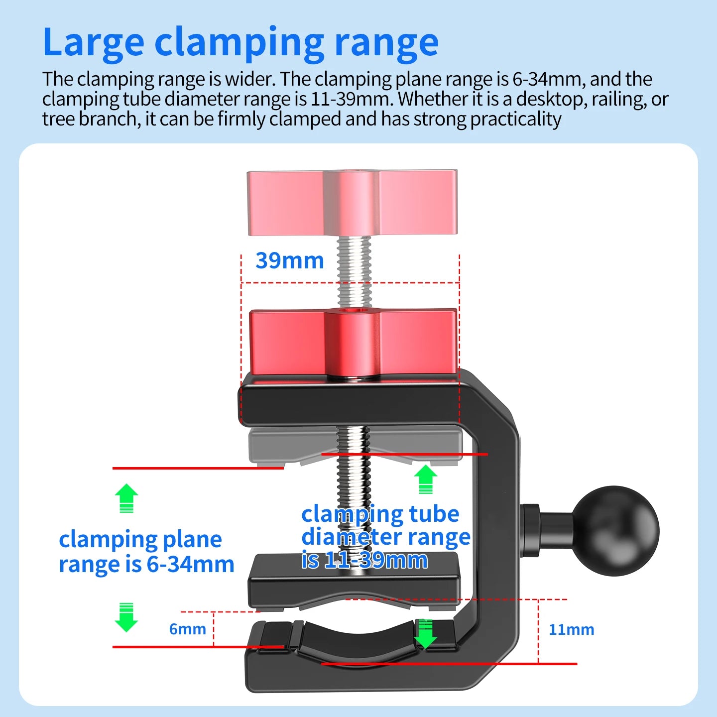 Super Clamp 1/4 ARRI Hole 17mm Ball Head for Gopro Hero 13 12 Insta360 for DJI Osmo Action DSLR Camera Desk Stand Accessories