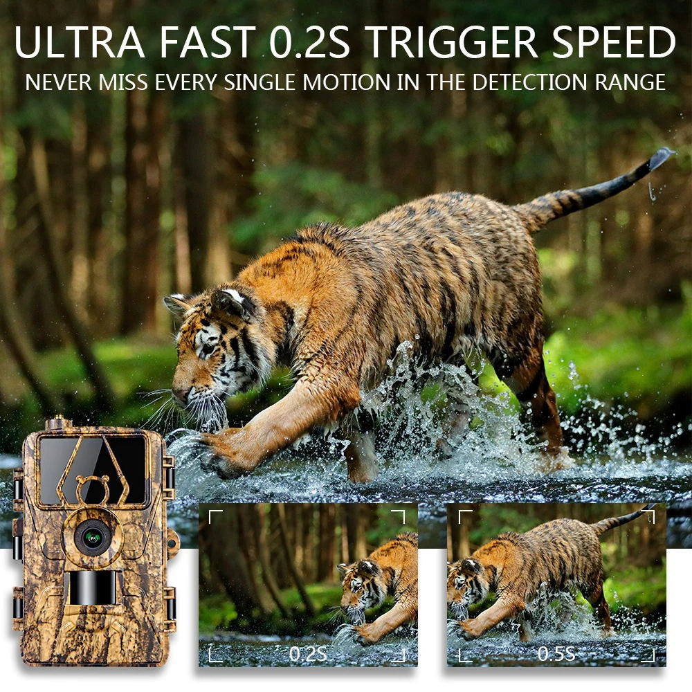 Trail Cam with 8K Video 60MP Images Night Vision Motion Activated Waterproof Wildlife Camera for Hunting Home Security Cameras