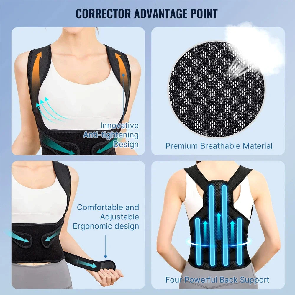 Posture Corrector-Back Brace for Men & Women- Fully Adjustable Straightener for Mid,Upper Spine Support- Neck,Shoulder, Clavicle