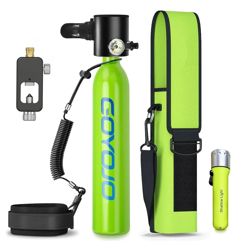 0.5L Mini Scuba Tank Diving Cylinder Scuba Diving Tank 3000PSI Small Pony Bottle 5-10 Mins Underwater Breathing for Snorkeling