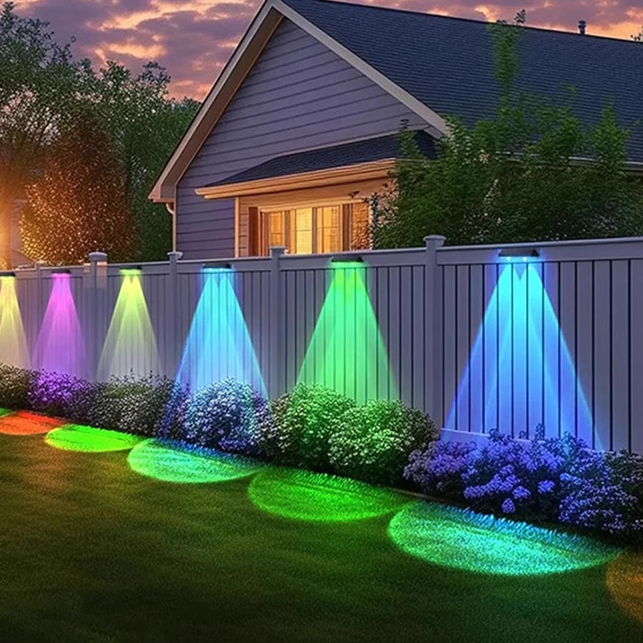 Super Bright Solar Lights RGB and Warm White Solar LED Step Lights Outdoor Fence Wall Lights IP65 Waterproof Decor Solar Lamps