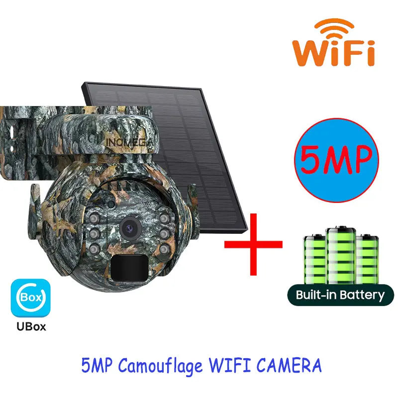5MP Trail Camera Wireless Outdoor, 3G/4G LTE, Solar Powered Camera with 360° Pan Tilt, 2K Night Vision, Smart Motion Activated