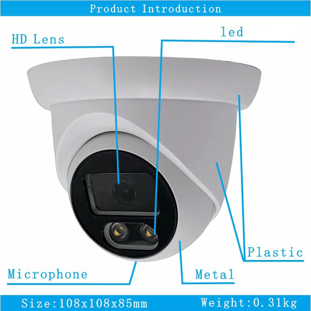8MP 4K CCTV Dome AHD Camera Indoor 5MP 4MP 1080P Warming Full Color/ Infrared 4in1 Coaxial HD Indoor Home Baby Security Monitor