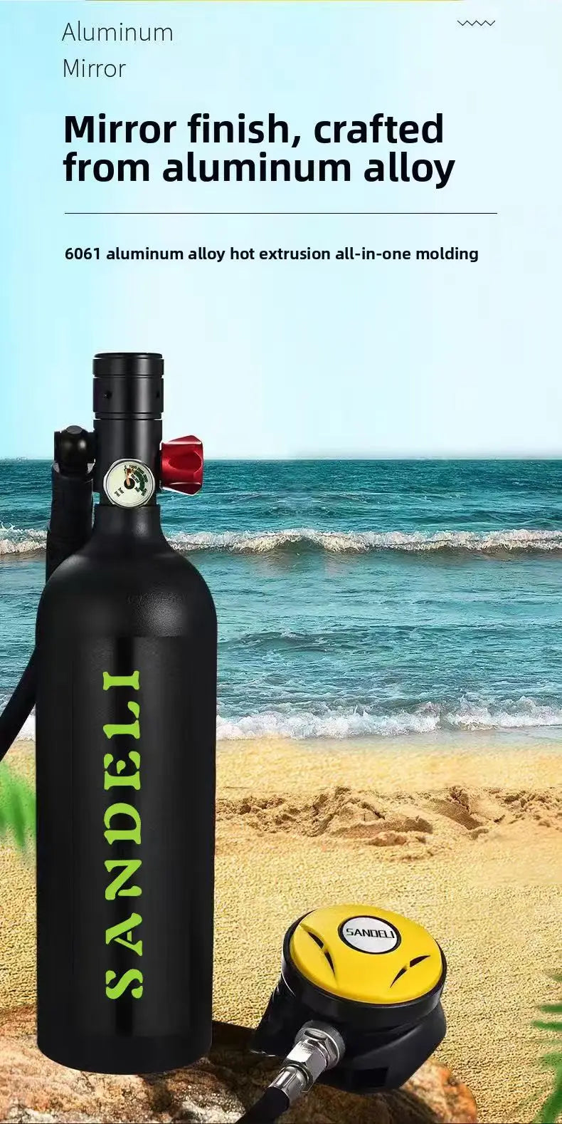 Diving regulator with 1L tank, underwater oxygen cylinder, scuba set, professional equipment
