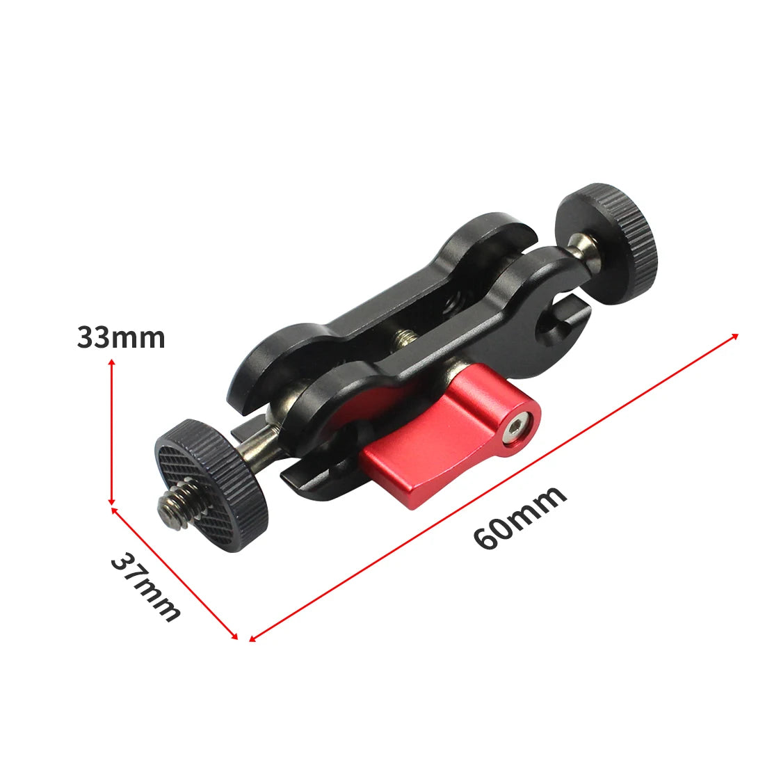 360° Ballhead Magic Arm Double Ball Head Adapter 1/4" Screw Monitor Mount for Gopro Insta360 Holder Lights Phone Stand Bracket