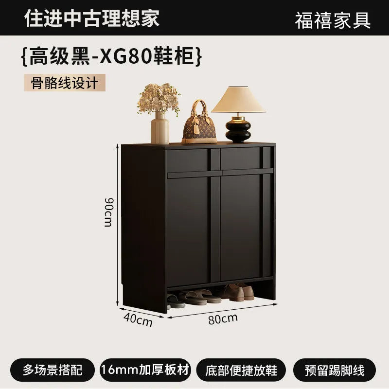 Home porch indoor entrance door shoe cabinet porch cabinet small size large capacity rattan solid wood locker.