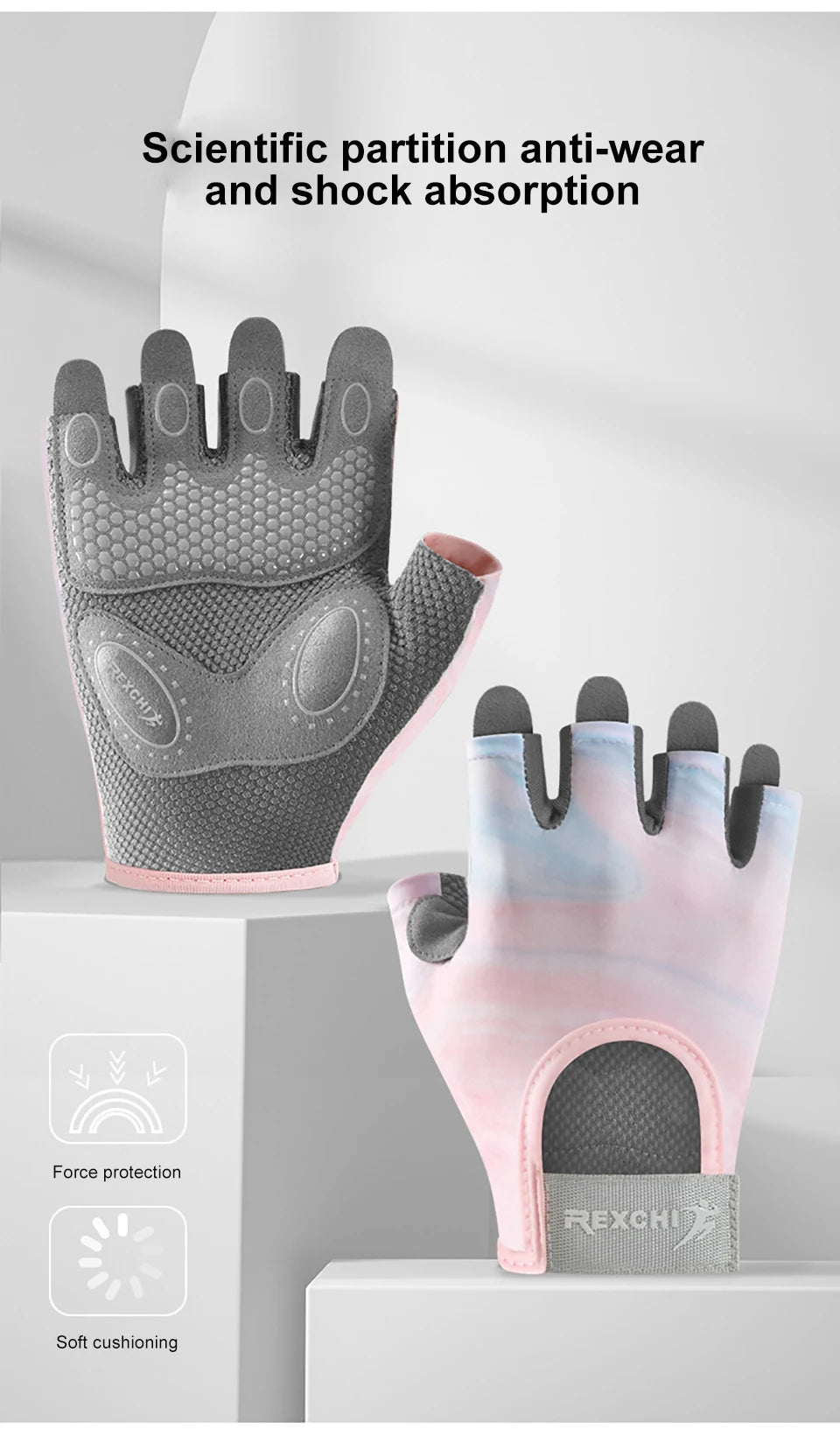 NOFOXO 1Pair Half-Finger Cycling Sports Gloves Women Breathable Anti-Slip Shock Absorbent Yoga Fitness Exercise Wear Resistant
