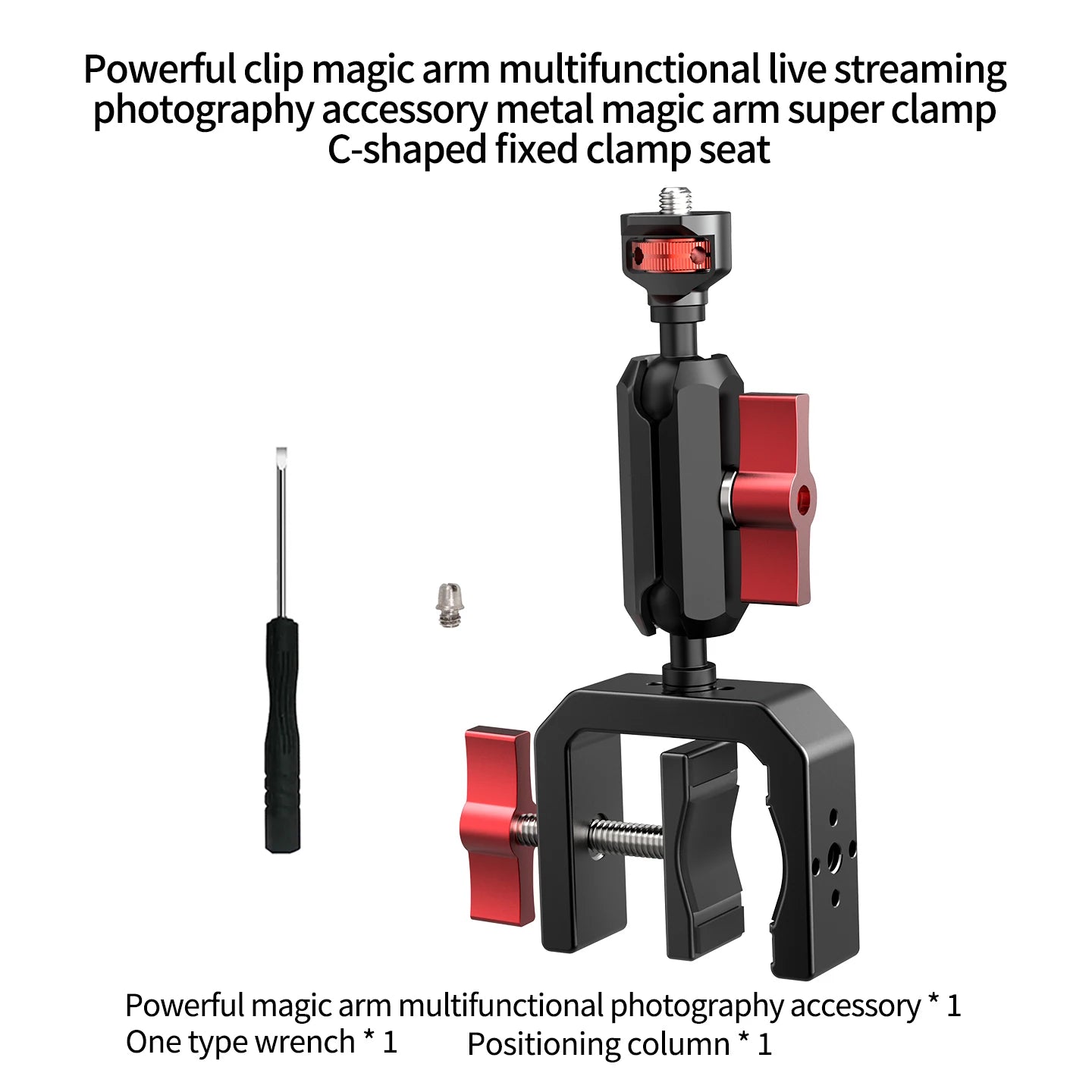 Super Clamp 1/4 ARRI Hole 17mm Ball Head for Gopro Hero 13 12 Insta360 for DJI Osmo Action DSLR Camera Desk Stand Accessories