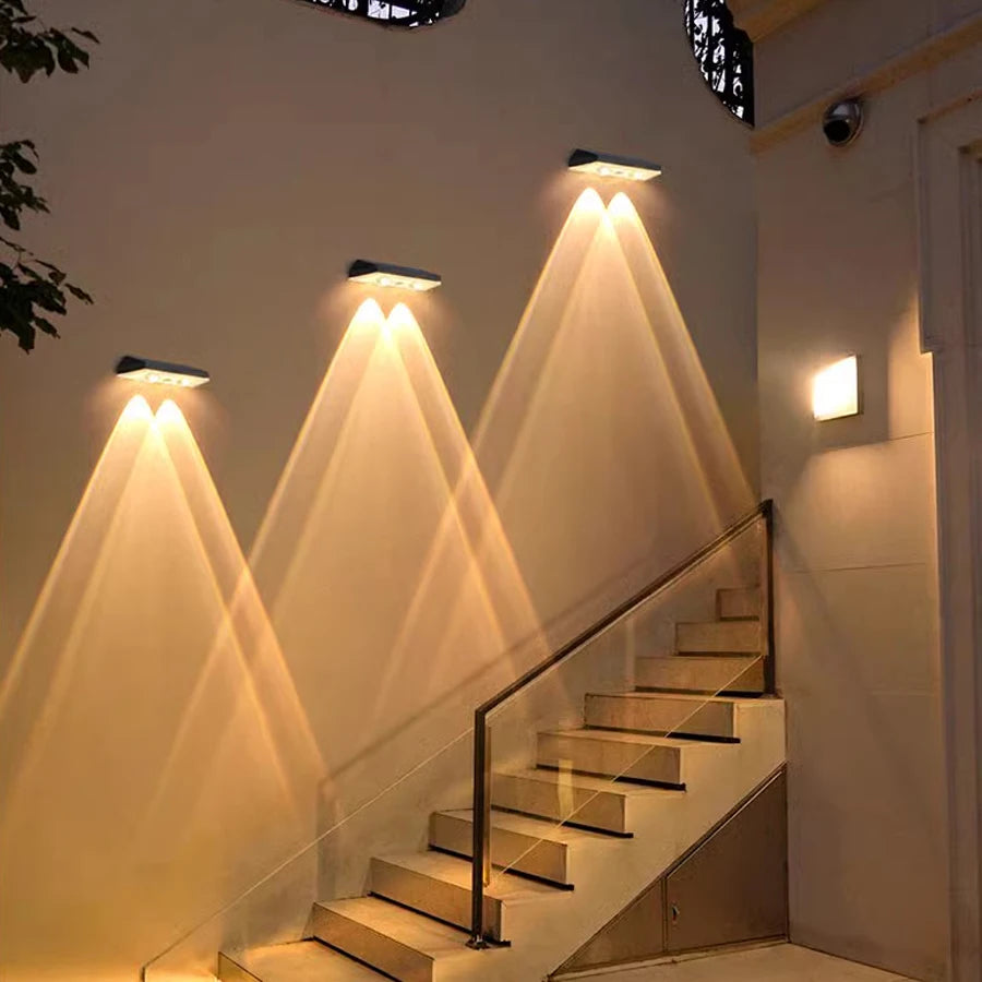 Super Bright Solar Lights RGB and Warm White Solar LED Step Lights Outdoor Fence Wall Lights IP65 Waterproof Decor Solar Lamps