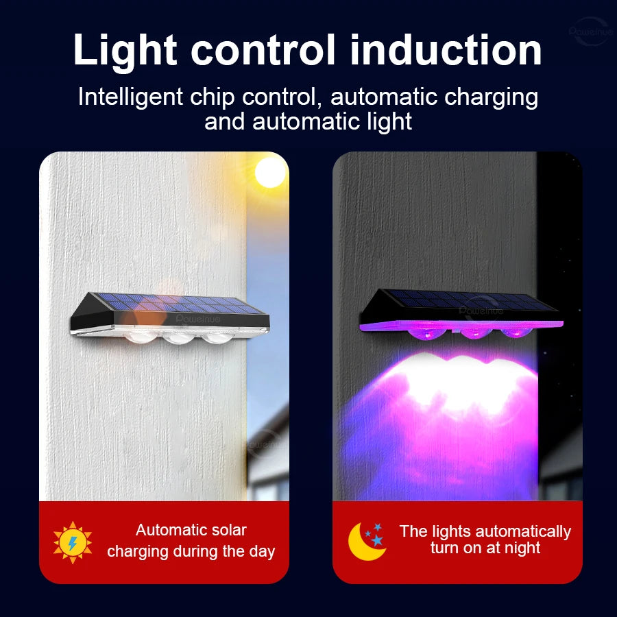Super Bright Solar Lights RGB and Warm White Solar LED Step Lights Outdoor Fence Wall Lights IP65 Waterproof Decor Solar Lamps