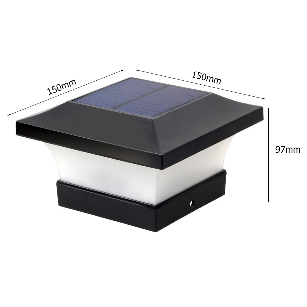 6LED Solar Garden Post Lamp Square Outdoor Waterproof Stigma Lamp Fence Decor