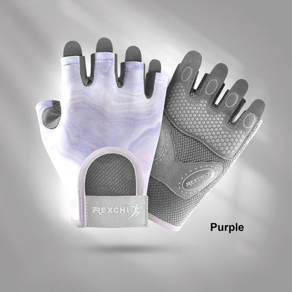 NOFOXO 1Pair Half-Finger Cycling Sports Gloves Women Breathable Anti-Slip Shock Absorbent Yoga Fitness Exercise Wear Resistant