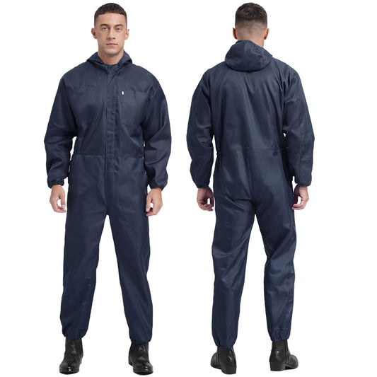 Coveralls for Men Big Pockets Overalls Jumpsuit Dungarees for Workshop Worker Dustproof Hooded Coverall Unisex Mechanic Uniform