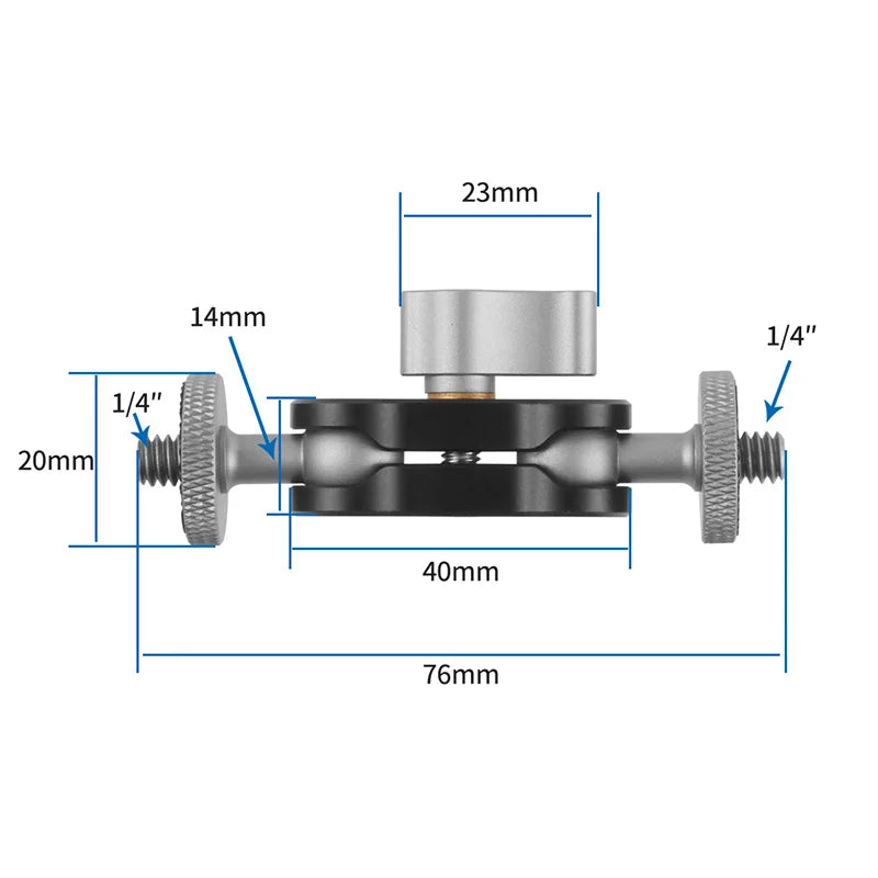 Dual Ball Head Magic Arm Swivel Mount Adapter with 1/4'' Screw for DJI OSMO360 for DSLR Camera Video Monitor Light Mic Bracket