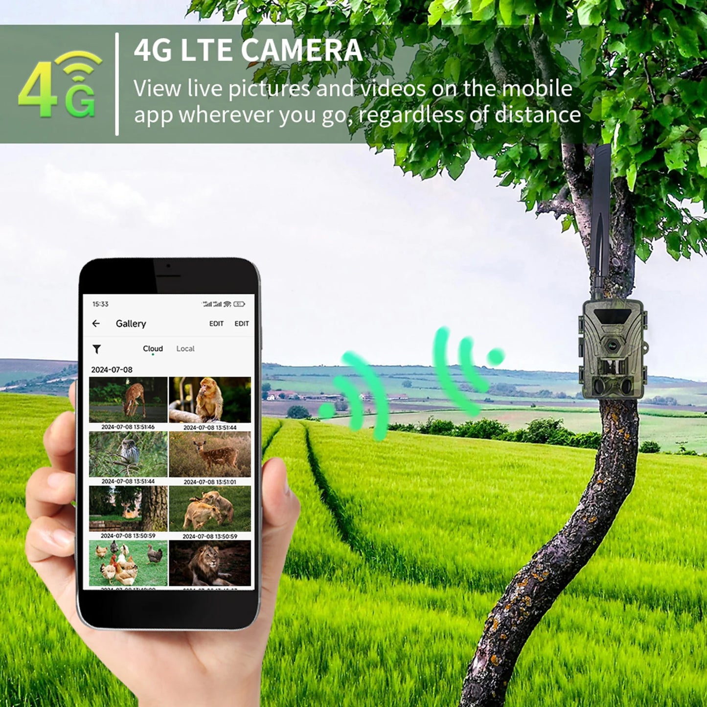 4G Trail Camera 8K Video 60MP Images PIR120°15M-20M Super-Fast Reflex Trigger Wildlife Camera with APP Cloud Storage Infrared