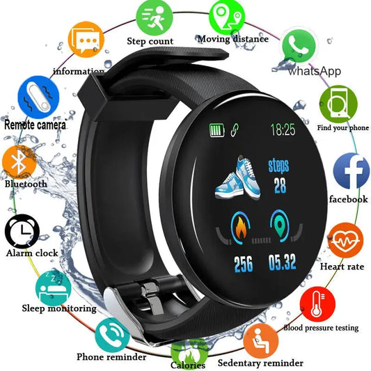 D18 Smart Watch Men Women Smartwatch Blood Pressure Waterproof Digital Watches Sports Fitness Tracker Watch for apple watch band WardBoyzPROShop