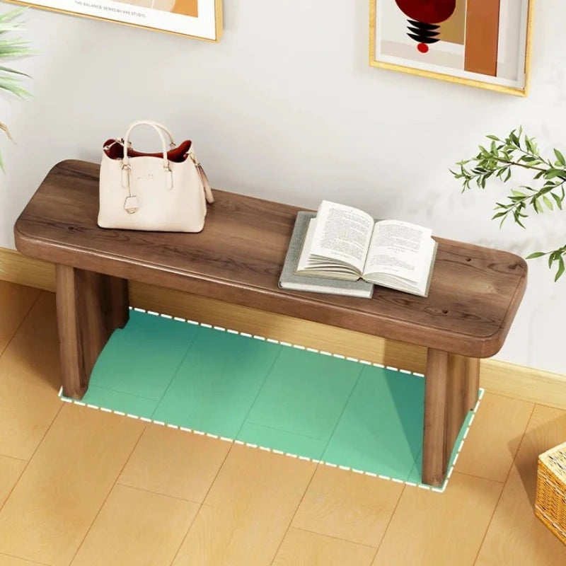‌Solid Wood Entryway Bench - Multi-Purpose Stool for Living Room, Sofa Side Table & Shoe Storage, Rustic Home Decor