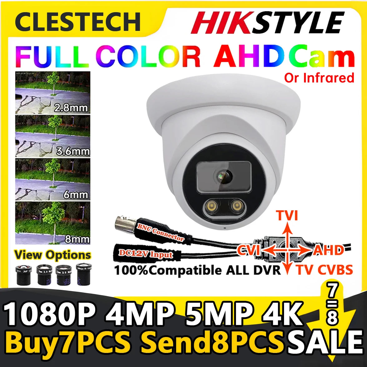 8MP 4K CCTV Dome AHD Camera Indoor 5MP 4MP 1080P Warming Full Color/ Infrared 4in1 Coaxial HD Indoor Home Baby Security Monitor