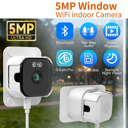 5MP Window Camera 5GHz WiFi Indoor Cameras For Home Security Color Night Vision Motion Detection 24/7 Recording Quick Install