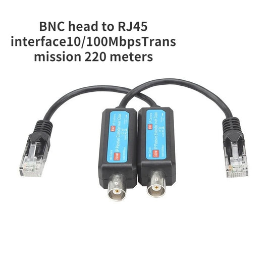 1 Pair IP Network Coaxial Transmitter Receiver Extender Safe Transmission Cables For IP NVR Camera 10/100Mbps IP to Coaxial