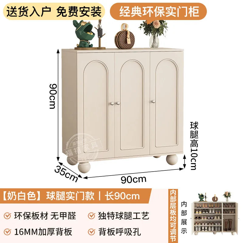Home porch indoor entrance door shoe cabinet porch cabinet small size large capacity rattan solid wood locker.