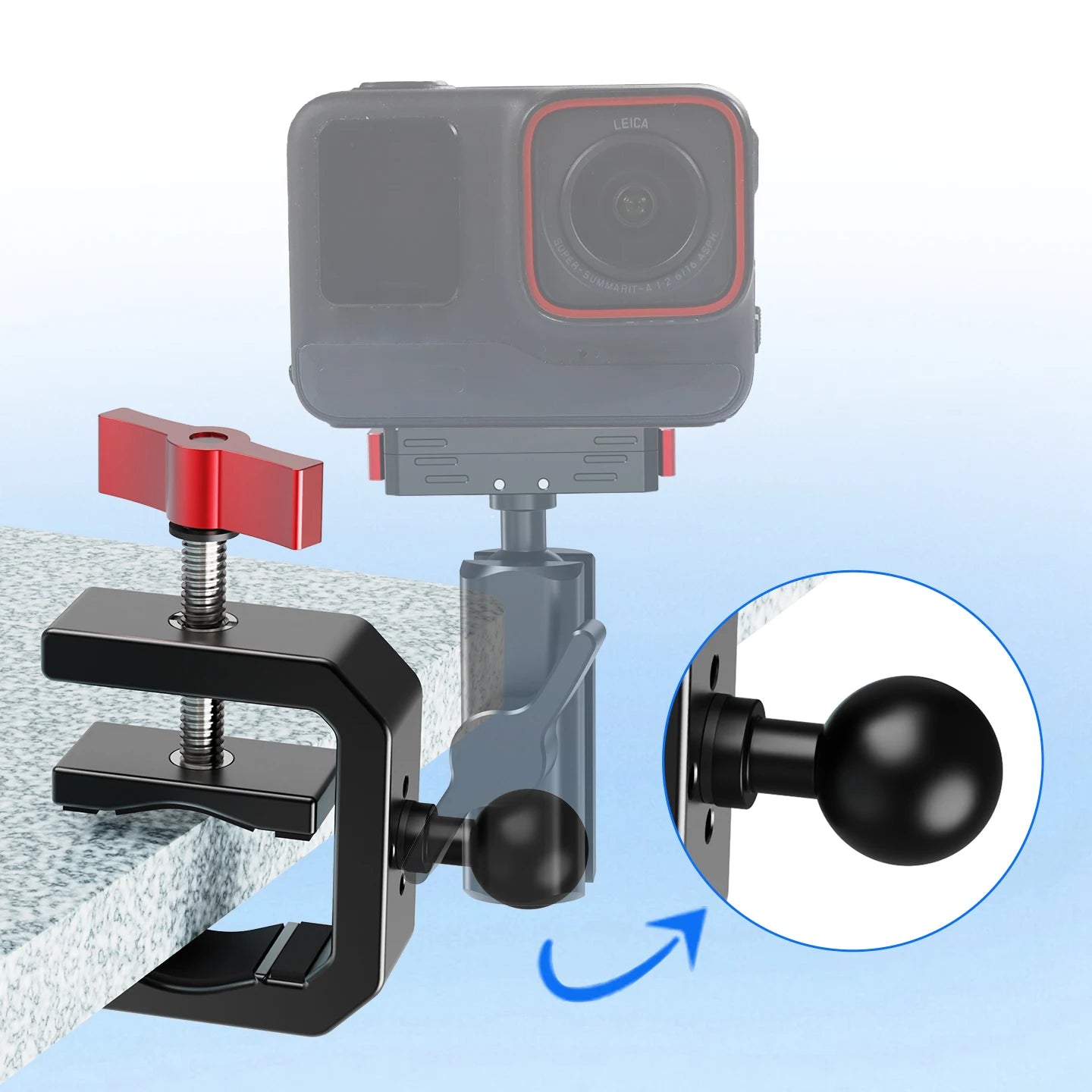 Super Clamp 1/4 ARRI Hole 17mm Ball Head for Gopro Hero 13 12 Insta360 for DJI Osmo Action DSLR Camera Desk Stand Accessories