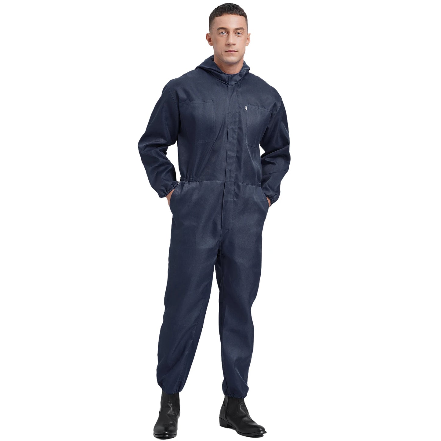 Coveralls for Men Big Pockets Overalls Jumpsuit Dungarees for Workshop Worker Dustproof Hooded Coverall Unisex Mechanic Uniform