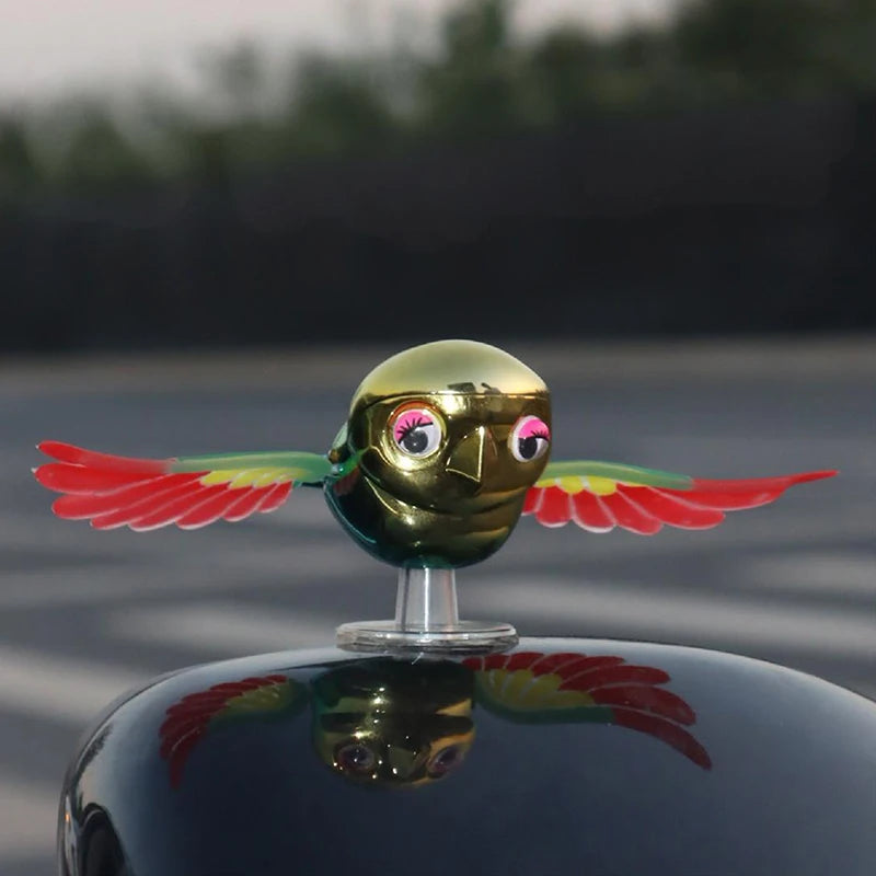 Vibrant Simulation Fly Bird Motorcycle Car Charm, Cute Winged Mate Waving in the Wind, Cool and Fun Car Companion