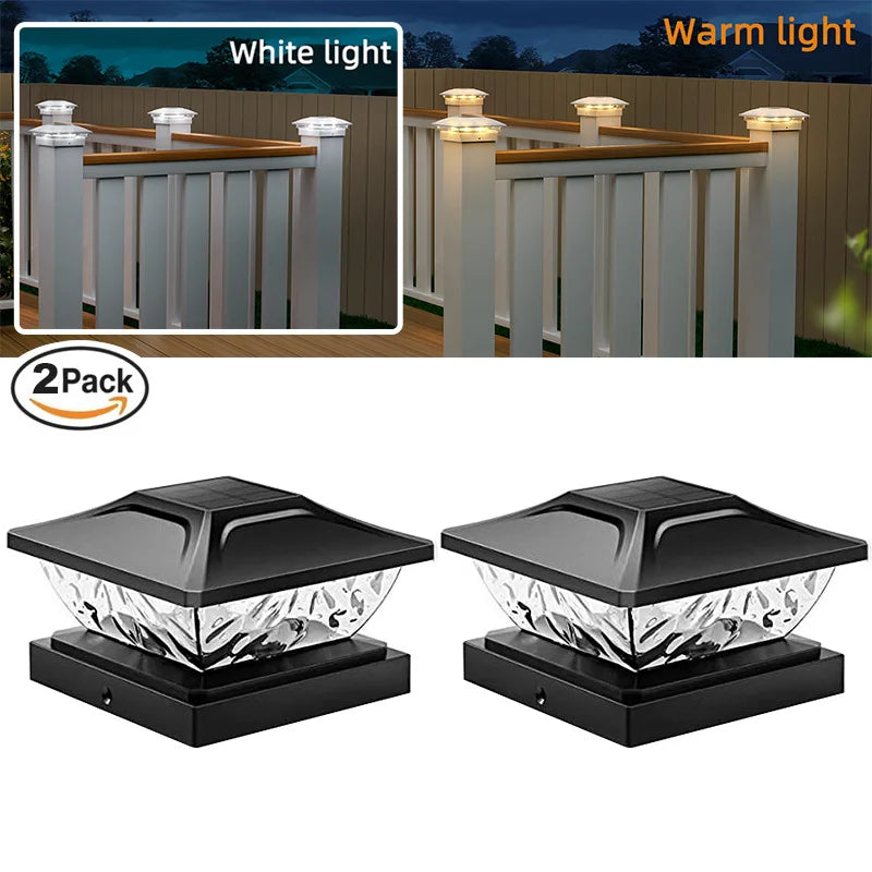 Outdoor Solar Post Cap 2 Modes Fence Light LED Post Lamp Solar Powered Waterproof For 4 Inch Wood Posts Yard Garden Outside